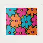 Colorful Retro Floral Pattern Wandkleed (Voorkant (horizontaal))