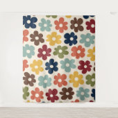 Colorful Retro Floral Pattern Wandkleed (Voorkant)