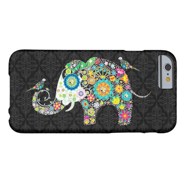 Colorful Retro Flower Elephant & Birds Case-Mate iPhone Case (Achterkant Horizontaal)