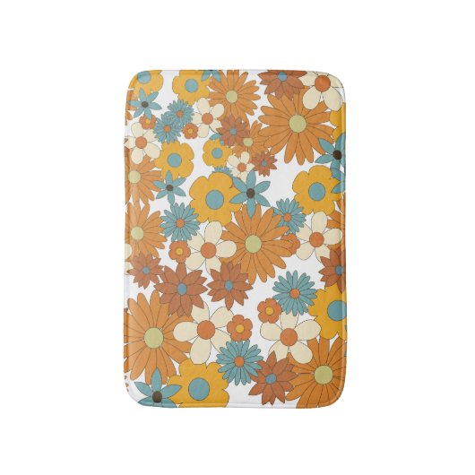 Colorful Retro Flower Pattern Badmat (Voorkant Verticaal)