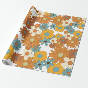 Colorful Retro Flower Pattern Cadeaupapier