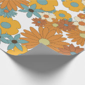 Colorful Retro Flower Pattern Cadeaupapier (Hoek)