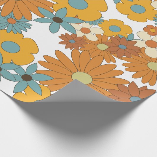Colorful Retro Flower Pattern Cadeaupapier (Hoek)