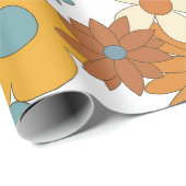 Colorful Retro Flower Pattern Cadeaupapier (Rol Hoek)