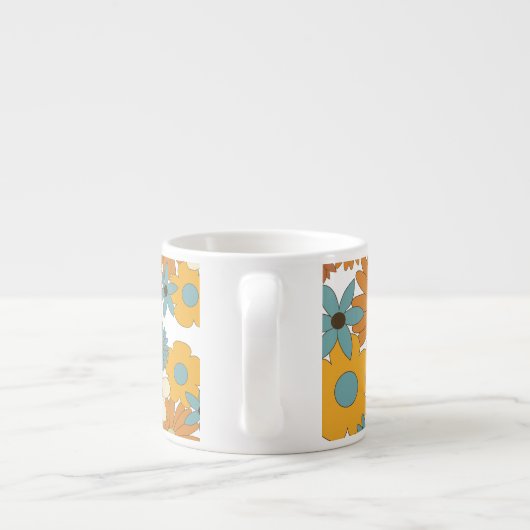 Colorful Retro Flower Pattern Espresso Kop (Achterkant)