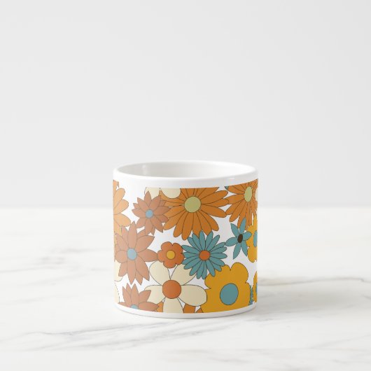 Colorful Retro Flower Pattern Espresso Kop (Voorkant)