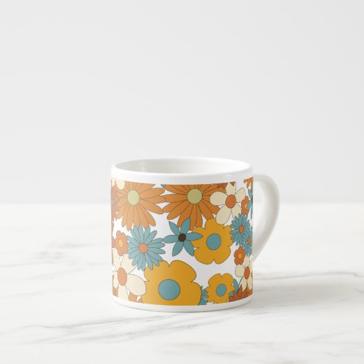 Colorful Retro Flower Pattern Espresso Kop (Voorkant rechts)