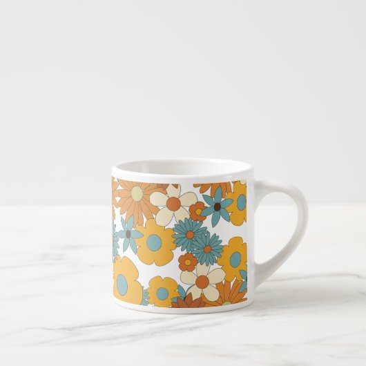Colorful Retro Flower Pattern Espresso Kop (Rechts)