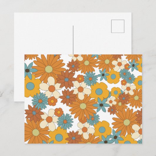 Colorful Retro Flower Pattern Feestdagenkaart (Voorkant / Achterkant)