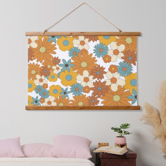 Colorful Retro Flower Pattern Hangend Wandkleed (Slaapkamer)