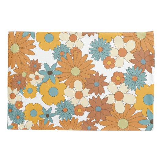 Colorful Retro Flower Pattern Kussensloop (Achterkant-Links)