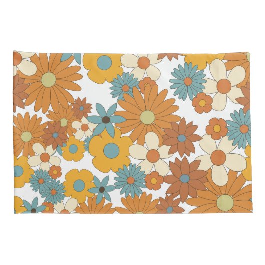 Colorful Retro Flower Pattern Kussensloop (Achterkant-Rechts)