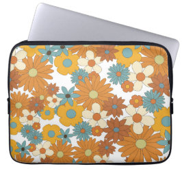 Colorful Retro Flower Pattern Laptop Sleeve