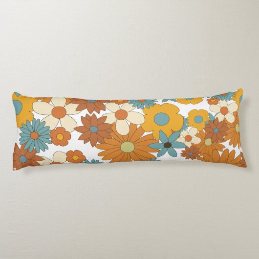 Colorful Retro Flower Pattern Lichaamskussen (Achterkant)