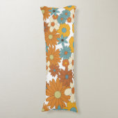 Colorful Retro Flower Pattern Lichaamskussen (Voorkant Verticaal)