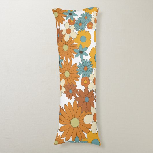 Colorful Retro Flower Pattern Lichaamskussen (Voorkant Verticaal)