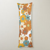 Colorful Retro Flower Pattern Lichaamskussen (Achterkant (Verticaal))