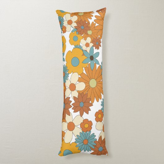 Colorful Retro Flower Pattern Lichaamskussen (Achterkant (Verticaal))