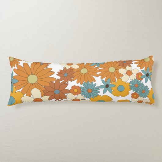 Colorful Retro Flower Pattern Lichaamskussen (Voorkant)