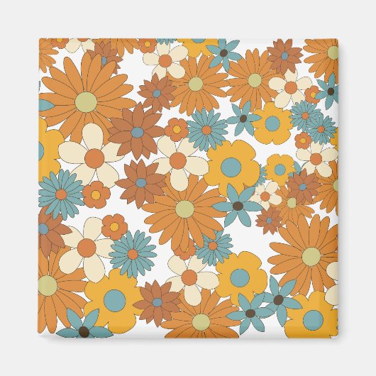 Colorful Retro Flower Pattern Magneet (Voorkant)