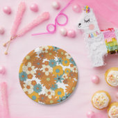 Colorful Retro Flower Pattern Papieren Bordje (Feest)