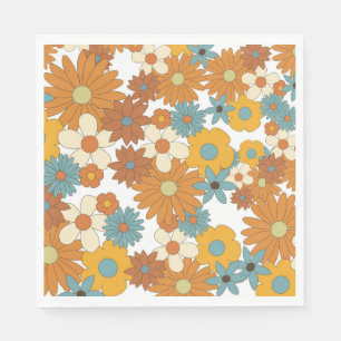 Colorful Retro Flower Pattern Servet