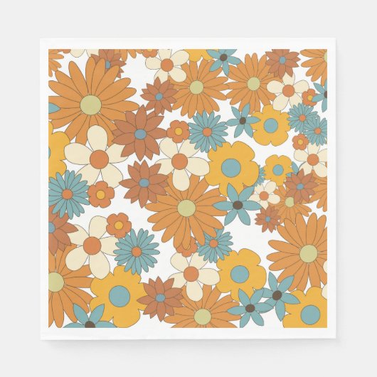 Colorful Retro Flower Pattern Servet (Voorkant)