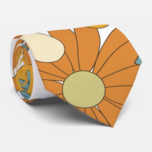 Colorful Retro Flower Pattern Stropdas (Opgerold)