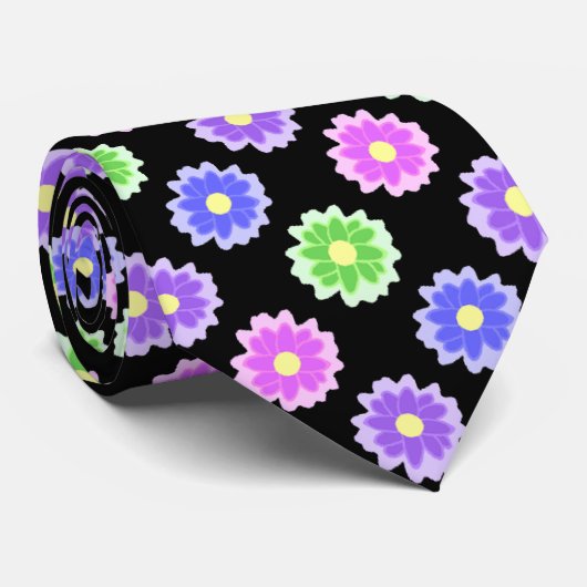 Colorful Retro Flower Pattern Stropdas (Opgerold)