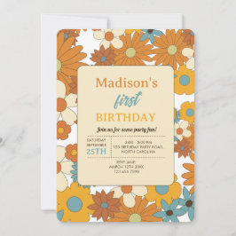 Colorful Retro Flower Pattern Theme Birthday Kaart