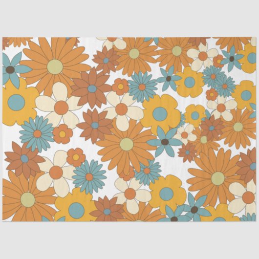 Colorful Retro Flower Pattern Tissuepapier (Voorkant)