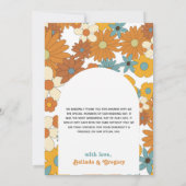 Colorful Retro Flowers 60's 70's Arch Wedding Bedankkaart (Achterkant)