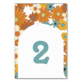 Colorful Retro Flowers 60's 70's Arch Wedding Kaart (Achterkant)