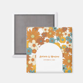 Colorful Retro Flowers 60's 70's Arch Wedding Magneet (Voorkant / Achterkant)