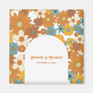 Colorful Retro Flowers 60's 70's Arch Wedding Magneet