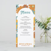 Colorful Retro Flowers 60's 70's Arch Wedding Menu (Staand voorkant)