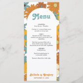 Colorful Retro Flowers 60's 70's Arch Wedding Menu (Voorkant)