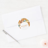 Colorful Retro Flowers 60's 70's Arch Wedding Ronde Sticker (Envelop)