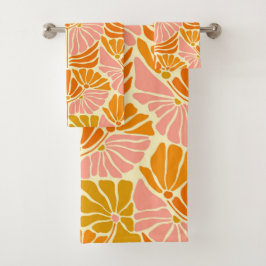 Colorful Retro Flowers Bad Handdoek
