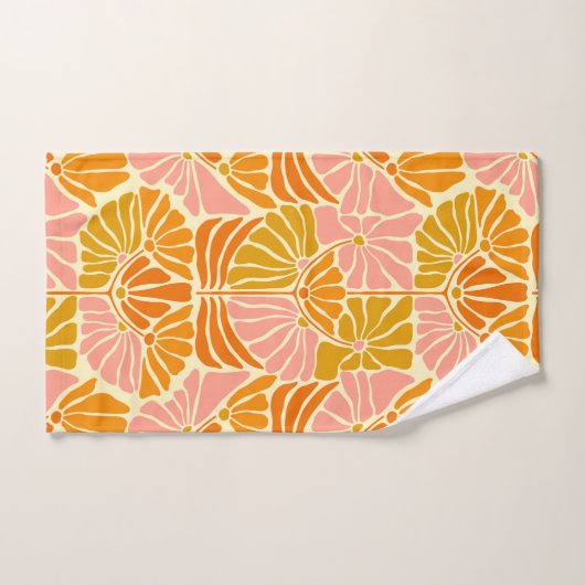 Colorful Retro Flowers Bad Handdoek (Handdoek)