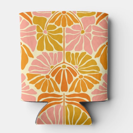 Colorful Retro Flowers Blikjeskoeler (Achterkant)