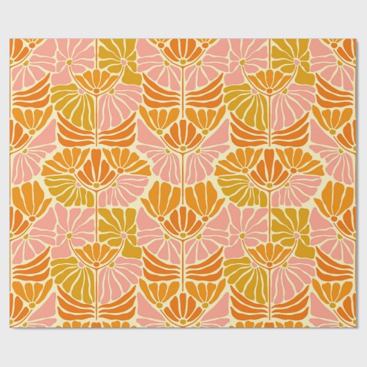 Colorful Retro Flowers Cadeaupapier (Vlak)