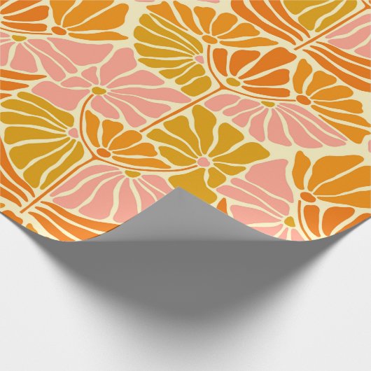 Colorful Retro Flowers Cadeaupapier (Hoek)