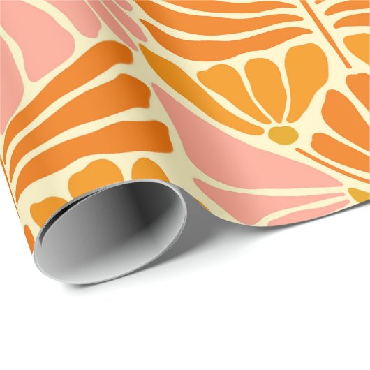 Colorful Retro Flowers Cadeaupapier (Rol Hoek)