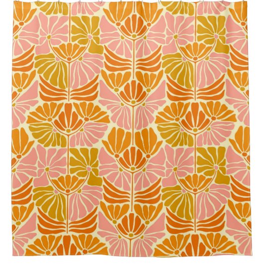 Colorful Retro Flowers Douchegordijn (Voorkant)