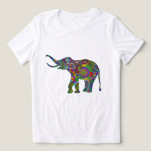 Colorful Retro Flowers Elephant 2 Tri-Blend Shirt