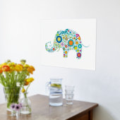 Colorful Retro Flowers Elephant Illustratie Folie Afdrukken (Laag (Keuken))