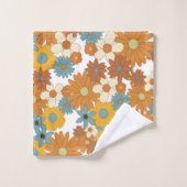Colorful Retro Flowers Patroon Bad Handdoek (Wasdoekje)