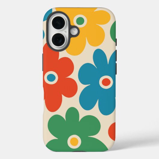Colorful Retro Flowers Patroon Case-Mate iPhone Case (Achterkant)