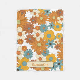 Colorful Retro Flowers Patroon Fleece Deken